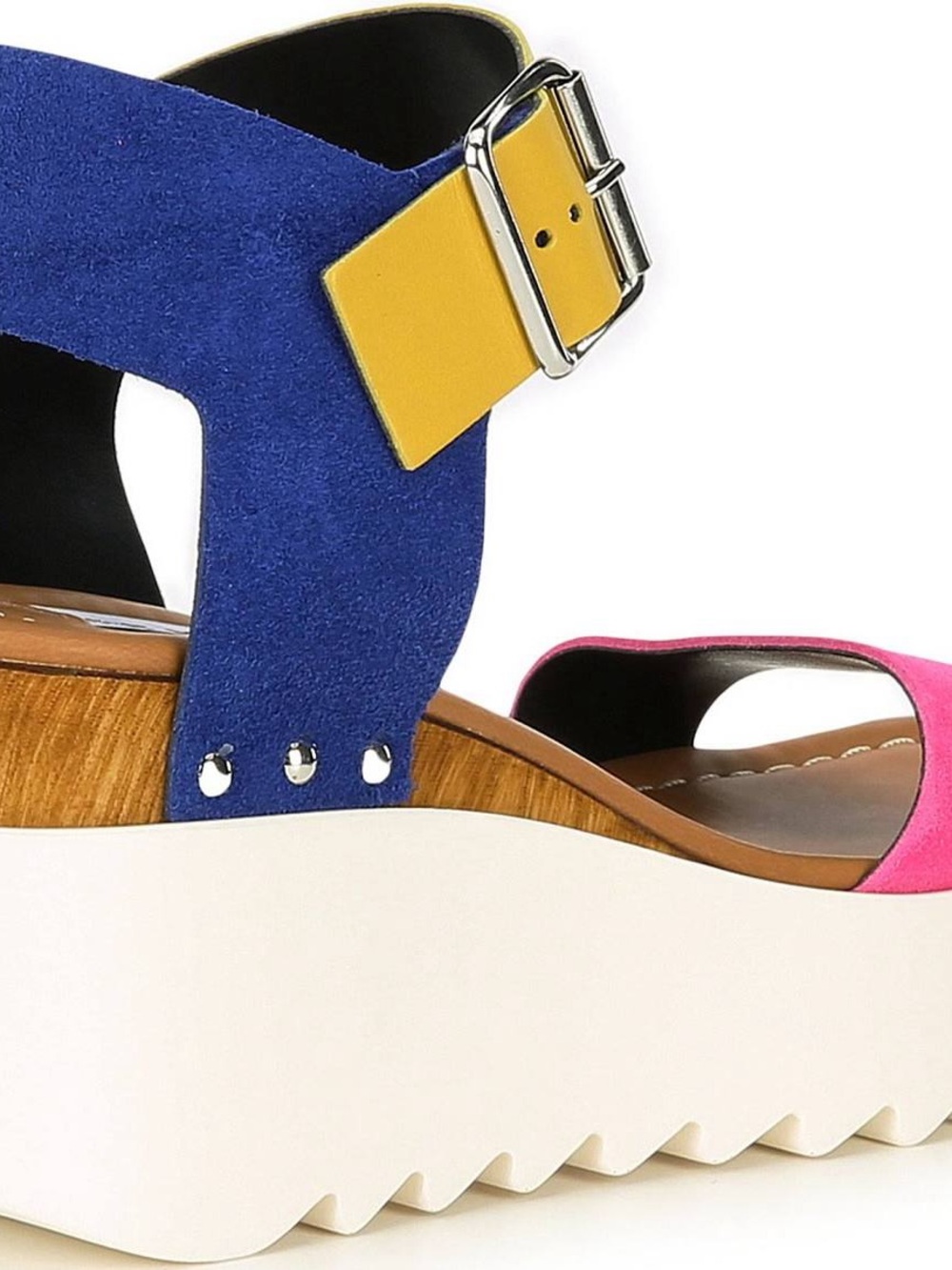 Steve Madden Pink, Yellow & Blue Platform Wedge Sandal - Picture 2 of 7
